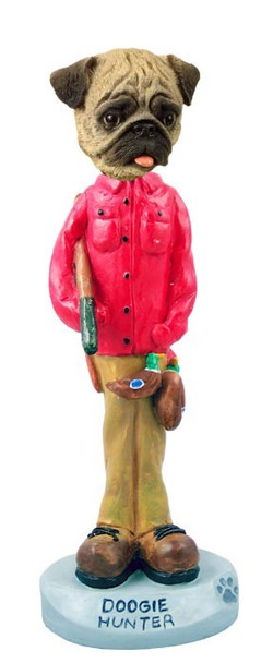 Brown Pug Hunter Doogie Collectible Dog Figurine