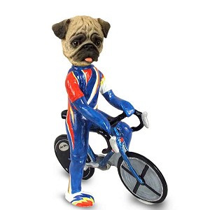 Brown Pug Bicycle Doogie Collectible Dog Figurine