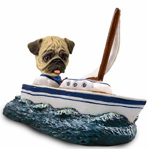 Brown Pug Sailboat Doogie Collectible Dog Figurine
