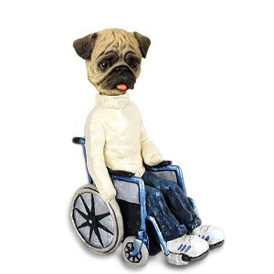 Brown Pug Wheelchair Doogie Collectible Dog Figurine