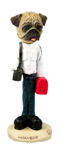 Brown Pug Paramedic Doogie Collectible Dog Figurine
