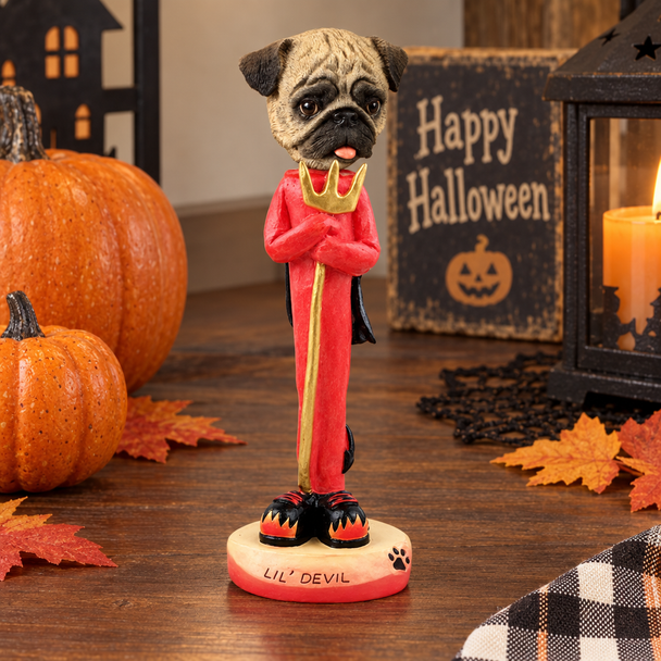 Brown Pug Lil Devil Doogie Collectible Dog Figurine
