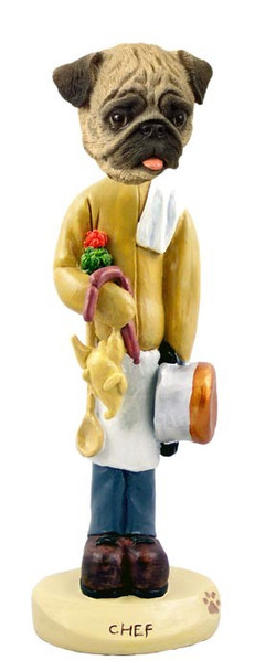 Brown Pug Chef Doogie Collectible Dog Figurine