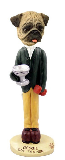 Brown Pug Trainer Doogie Collectible Dog Figurine