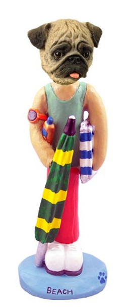 Brown Pug Beach Doogie Collectible Dog Figurine