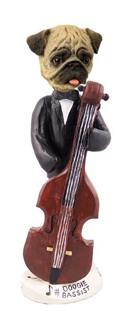 Brown Pug Bassist Doogie Collectible Dog Figurine
