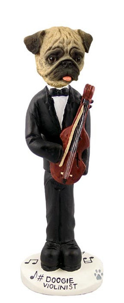 Brown Pug Violinist Doogie Collectible Dog Figurine