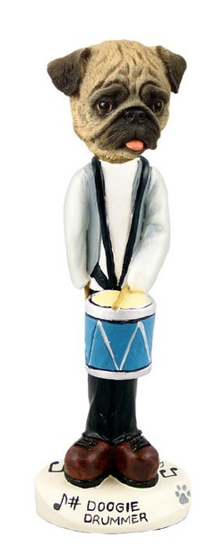 Brown Pug Drummer Doogie Collectible Dog Figurine