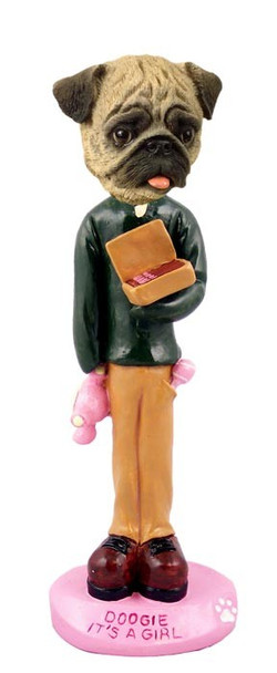 Brown Pug It's a Girl Doogie Collectible Dog Figurine