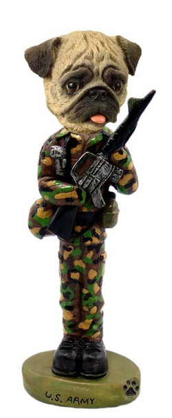 Brown Pug U S Army Doogie Collectible Dog Figurine
