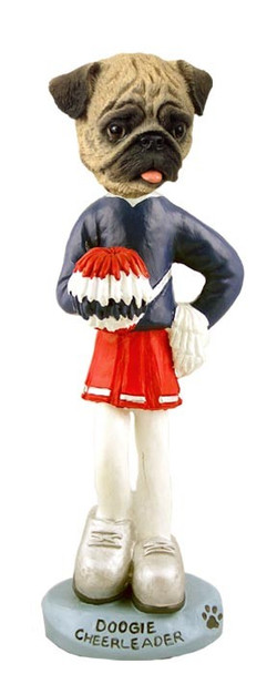 Brown Pug Female Cheerleader Doogie Collectible Dog Figurine