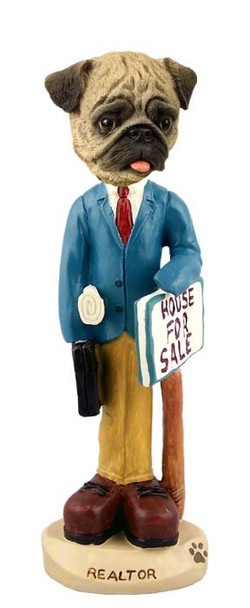 Brown Pug Male Realtor Doogie Collectible Dog Figurine