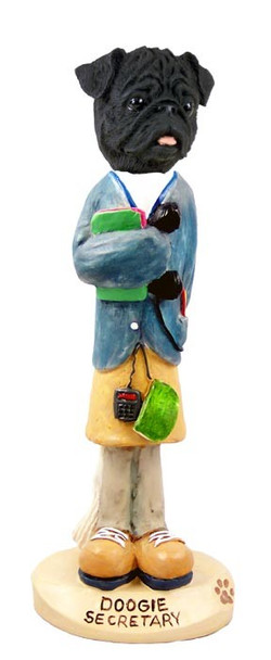 Black Pug Secretary Doogie Collectible Dog Figurine