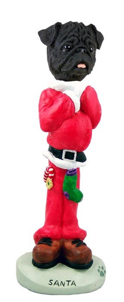 Black Pug Santa Doogie Collectible Dog Figurine