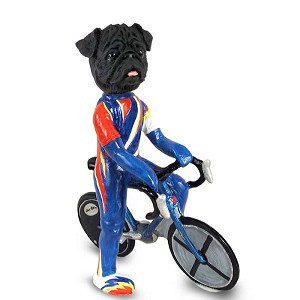 Black Pug Bicycle Doogie Collectible Dog Figurine