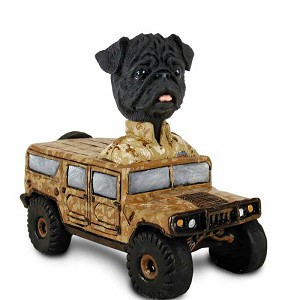 Black Pug Hummer Doogie Collectible Dog Figurine
