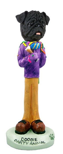 Black Pug Party Animal Doogie Collectible Dog Figurine