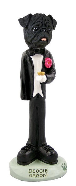 Black Pug Groom Doogie Collectible Dog Figurine
