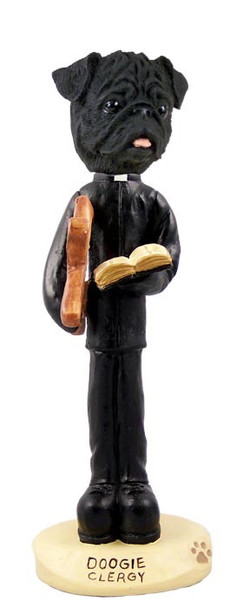 Black Pug Clergy Doogie Collectible Dog Figurine