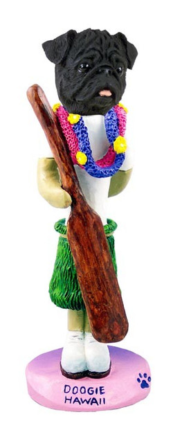 Black Pug Hawaii Doogie Collectible Dog Figurine