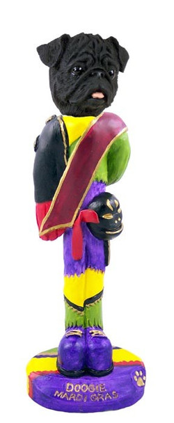 Black Pug Mardi Gras Doogie Collectible Dog Figurine