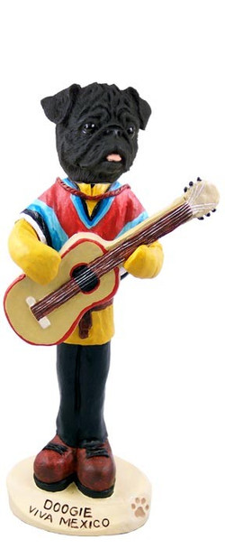 Black Pug Viva Mexico Doogie Collectible Dog Figurine
