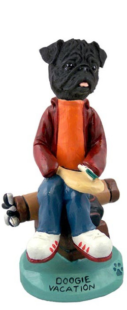 Black Pug Vacation Doogie Collectible Dog Figurine