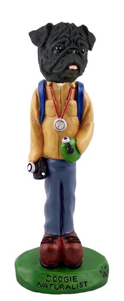 Black Pug Naturalist Doogie Collectible Dog Figurine