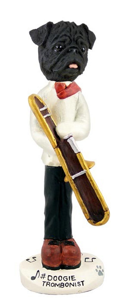 Black Pug Trombonist Doogie Collectible Dog Figurine