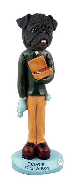 Black Pug It's a Boy Doogie Collectible Dog Figurine