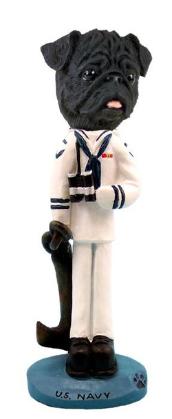 Black Pug U S Navy Doogie Collectible Dog Figurine