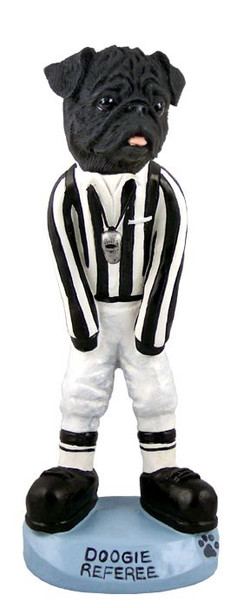 Black Pug Referee Doogie Collectible Dog Figurine