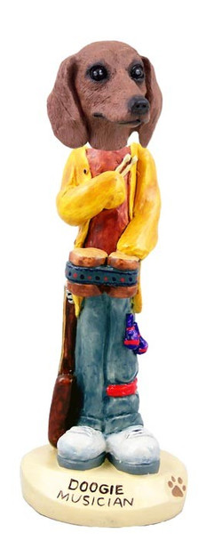 Red Dachshund Musician Doogie Collectible Dog Figurine