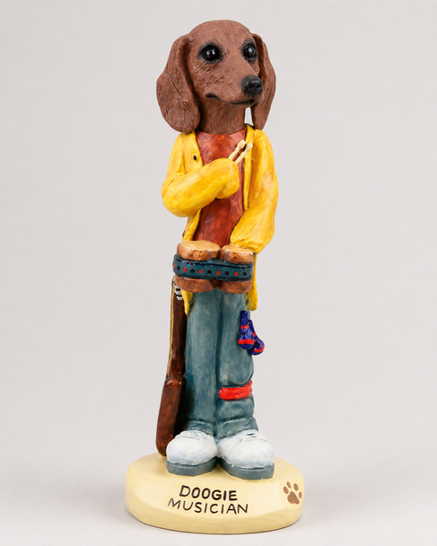 Red Dachshund Musician Doogie Collectible Dog Figurine