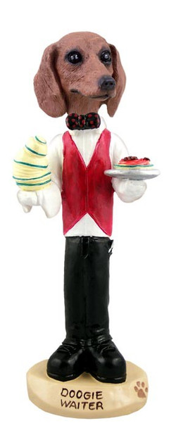 Red Dachshund Waiter Doogie Collectible Dog Figurine