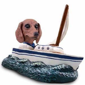 Red Dachshund Sailboat Doogie Collectible Dog Figurine
