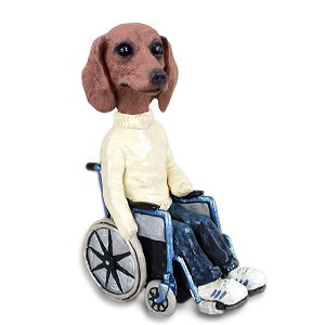 Red Dachshund Wheelchair Doogie Collectible Dog Figurine