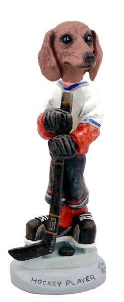 Red Dachshund Hockey Player Doogie Collectible Dog Figurine