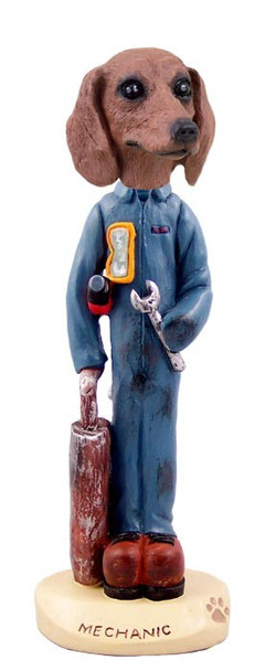 Red Dachshund Mechanic Doogie Collectible Dog Figurine