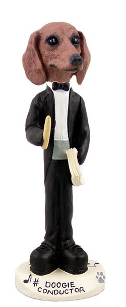 Red Dachshund Conductor Doogie Collectible Dog Figurine
