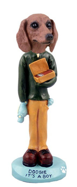 Red Dachshund It's a Boy Doogie Collectible Dog Figurine