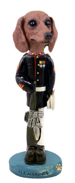 Red Dachshund U S Marines Doogie Collectible Dog Figurine