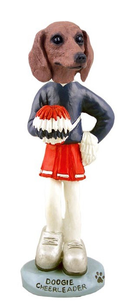 Red Dachshund Female Cheerleader Doogie Collectible Dog Figurine