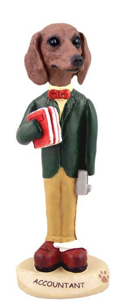 Red Dachshund Male Accountant Doogie Collectible Dog Figurine