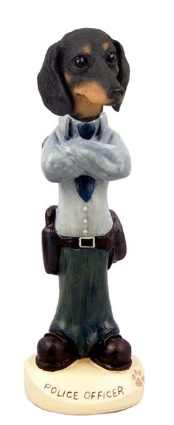 Black Dachshund Police Doogie Collectible Dog Figurine