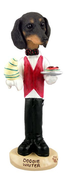 Black Dachshund Waiter Doogie Collectible Dog Figurine