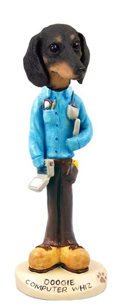 Black Dachshund Computer Whiz Doogie Collectible Dog Figurine