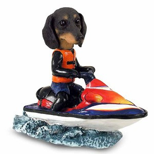 Black Dachshund Jet Ski Doogie Collectible Dog Figurine