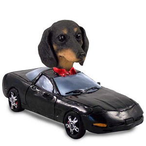 Black Dachshund Sports Car Doogie Collectible Dog Figurine