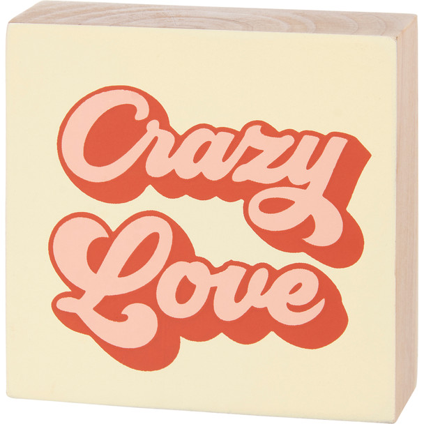 Groovy Crazy Love Retro Style Decorative Wooden Block Sign 3x3 from Primitives by Kathy